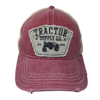 Tractor Supply Co. Snapback Trucker Hat Red OSFM Adjustable Mesh Back Distressed