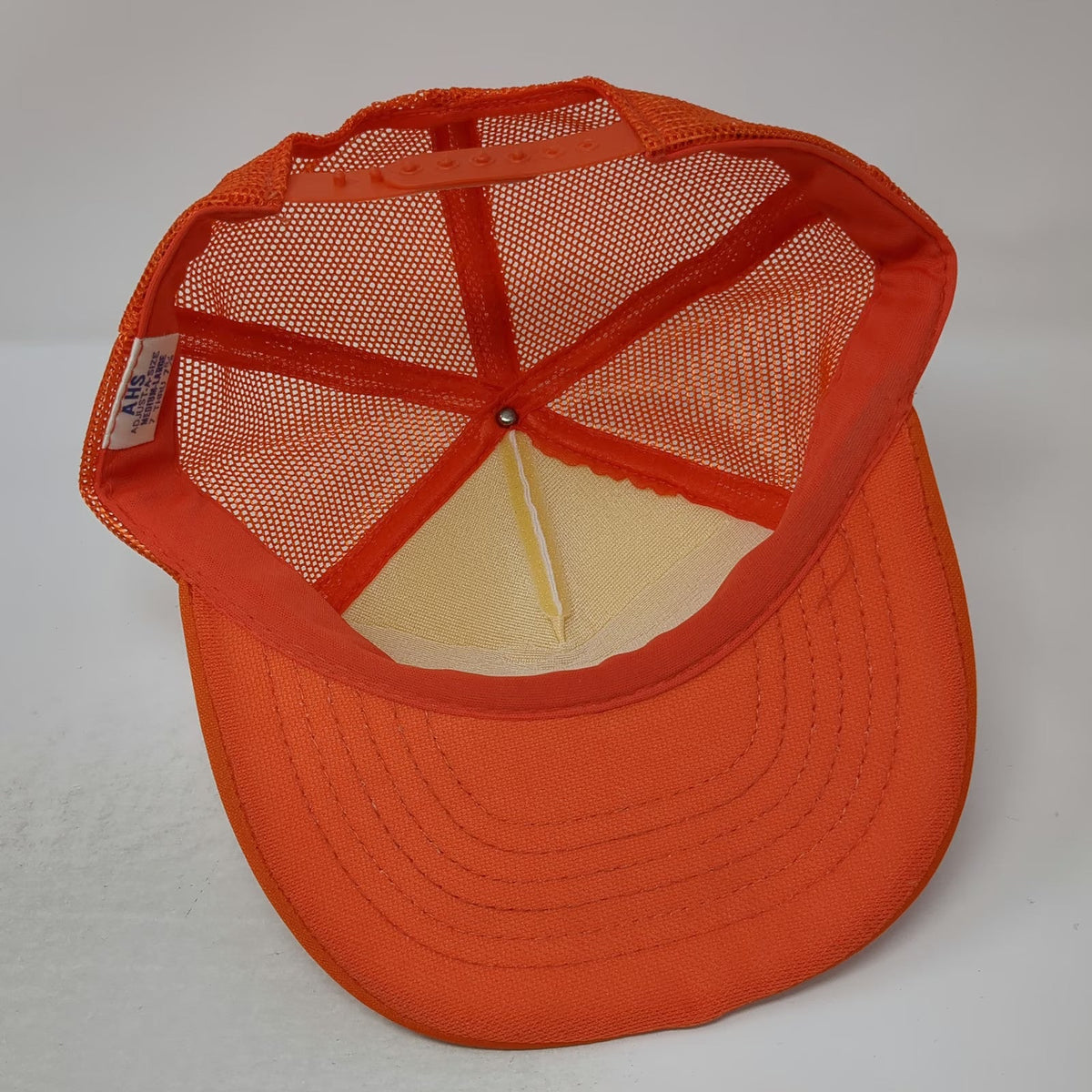 AHS Trucker Hat Orange White 7 5/8 Great Western Aeroplane Factory Mesh Back
