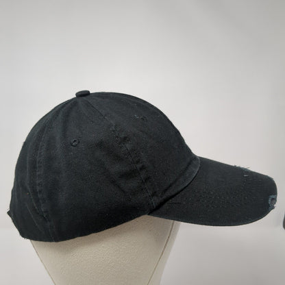 Unbranded Strapback Hat Black One Size Adjustable Blank Distressed