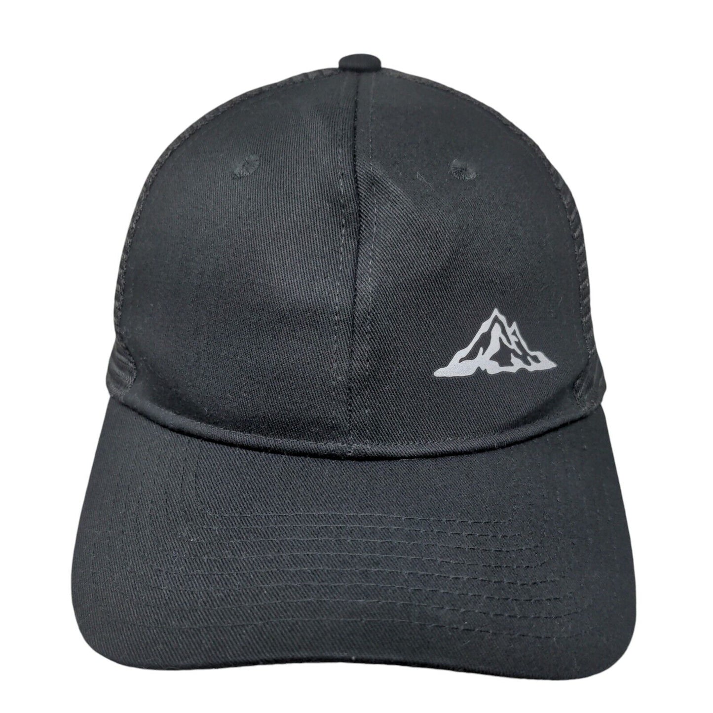 Mountain Snapback Mesh Back Trucker Hat Black One Size Solid 6 Panel