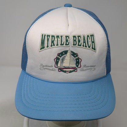 Trucker Hat Blue One Size Myrtle Beach Sailboat Snapback Mesh Foam Front Hat