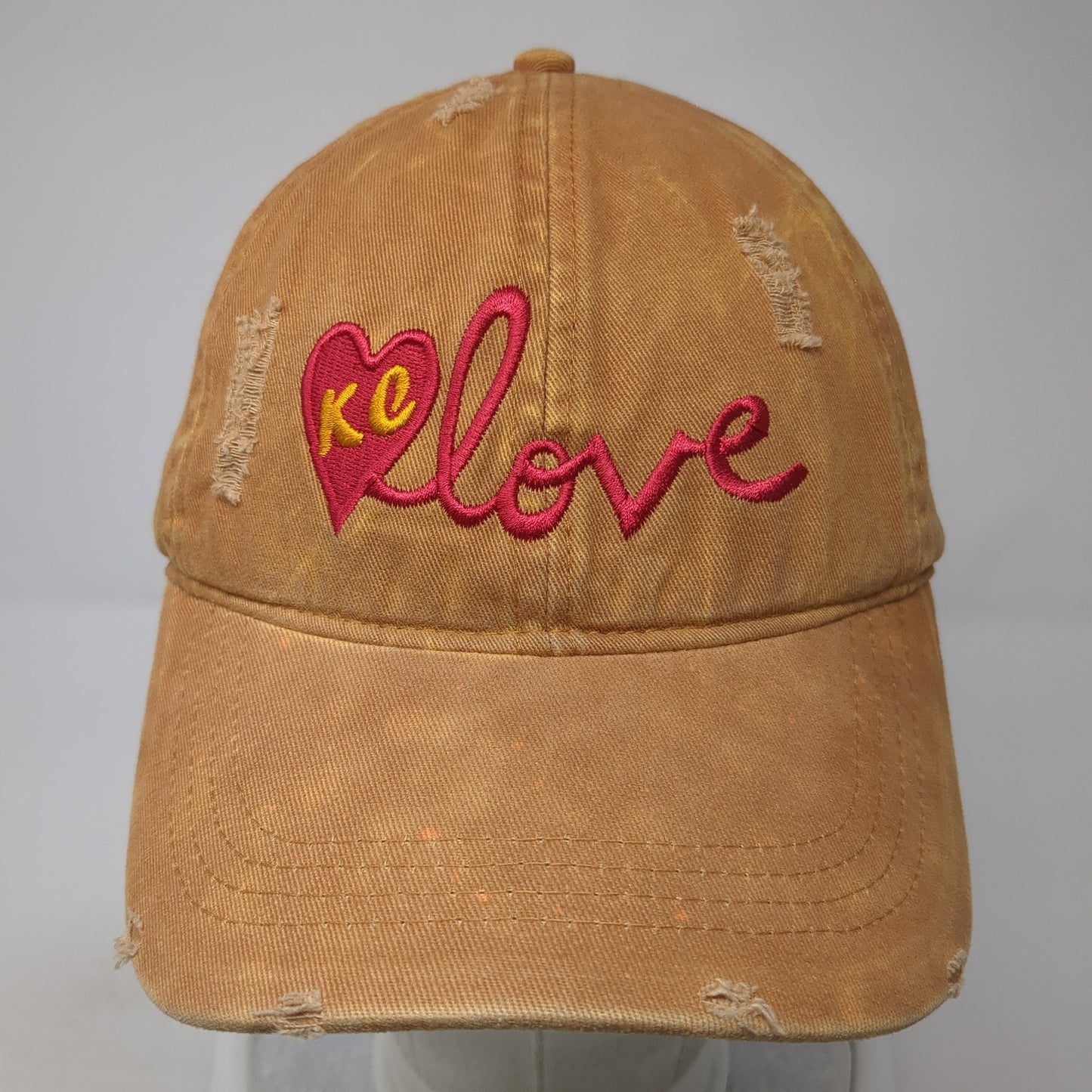 KC Love Slideback Baseball Cap Brown OS Adjustable Distressed David And Young