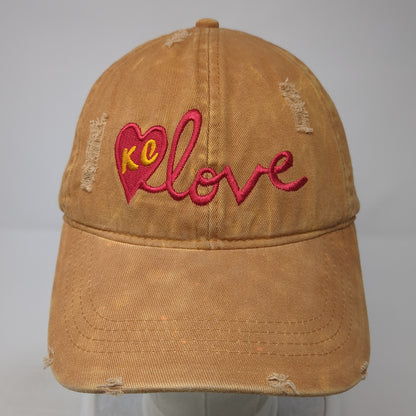 KC Love Slideback Baseball Cap Brown OS Adjustable Distressed David And Young