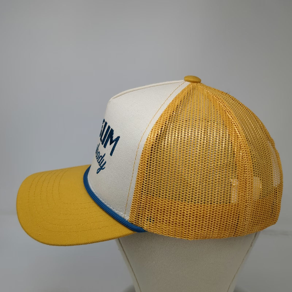 Questionables Trucker Hat Yellow White Blue One Size Not Slim Kinda Shady Rope