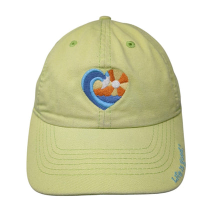 Heart Beach Wave Slideback Hat Green One Size Adjustable Life Is Good
