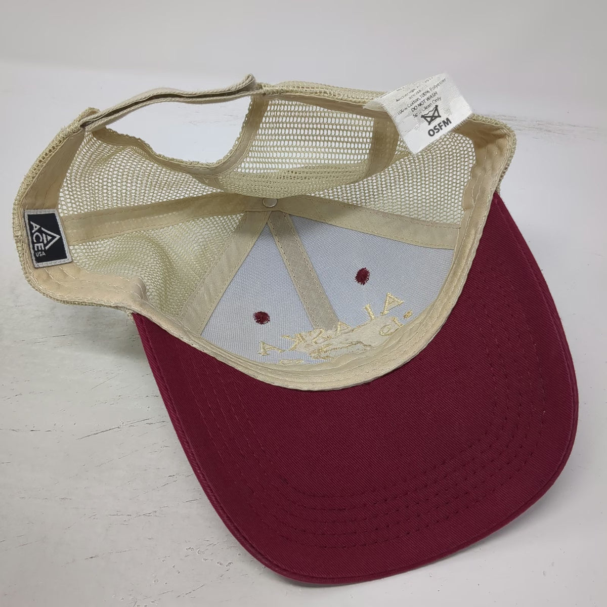 ACE USA Baseball Cap Red One Size Mesh Back Moose Alaska The Last Frontier Hat