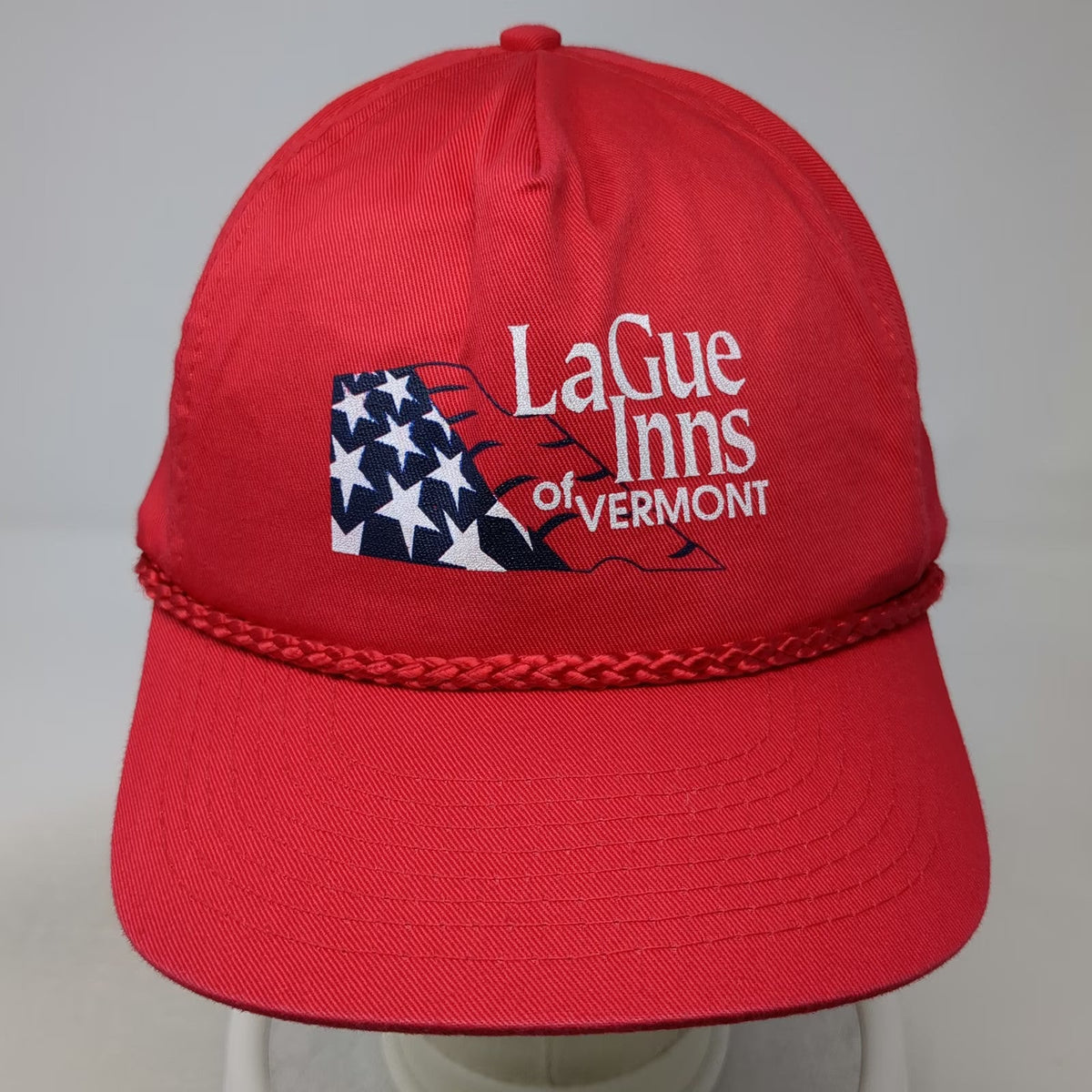Cobra Caps 5 Panel Red One Size Rope USA Flag LaGue Inns Vermont Snapback Hat