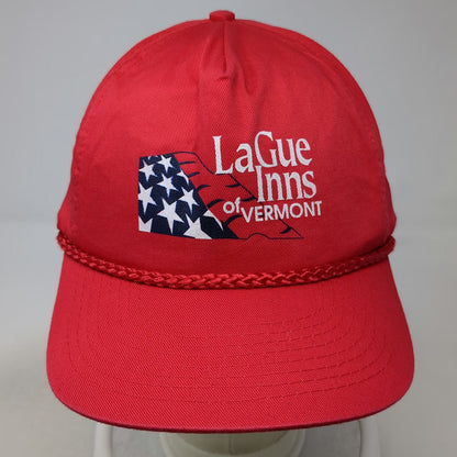 Cobra Caps 5 Panel Red One Size Rope USA Flag LaGue Inns Vermont Snapback Hat