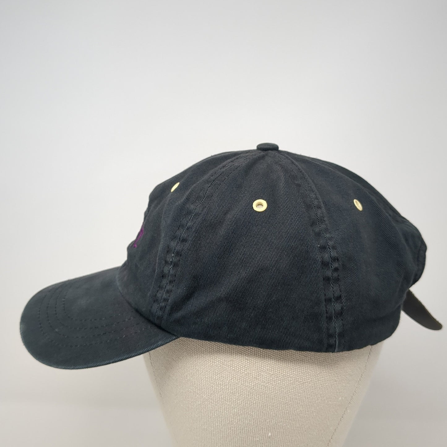 Zipper Slideback Hat Black One Size Adjustable Embroidered Alternative