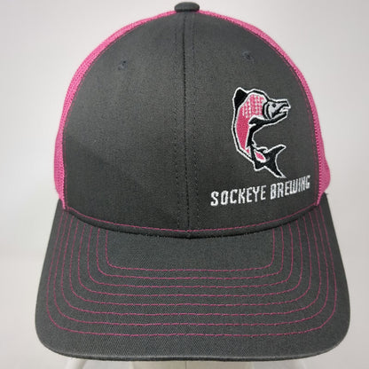 Richardson Trucker Hat Gray Pink One Size Sockeye Brewing Fish Logo 112 Mesh