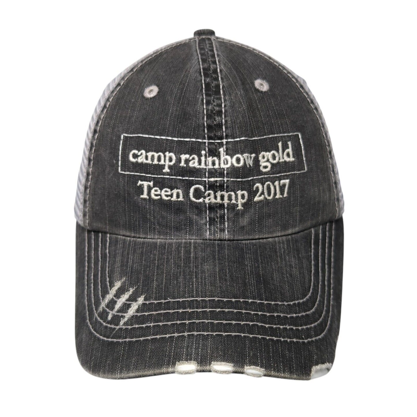 Camp Rainbow Gold Teen Camp 2017 Trucker Hat Gray One Size Mesh Back