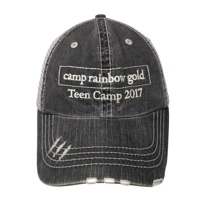 Camp Rainbow Gold Teen Camp 2017 Trucker Hat Gray One Size Mesh Back