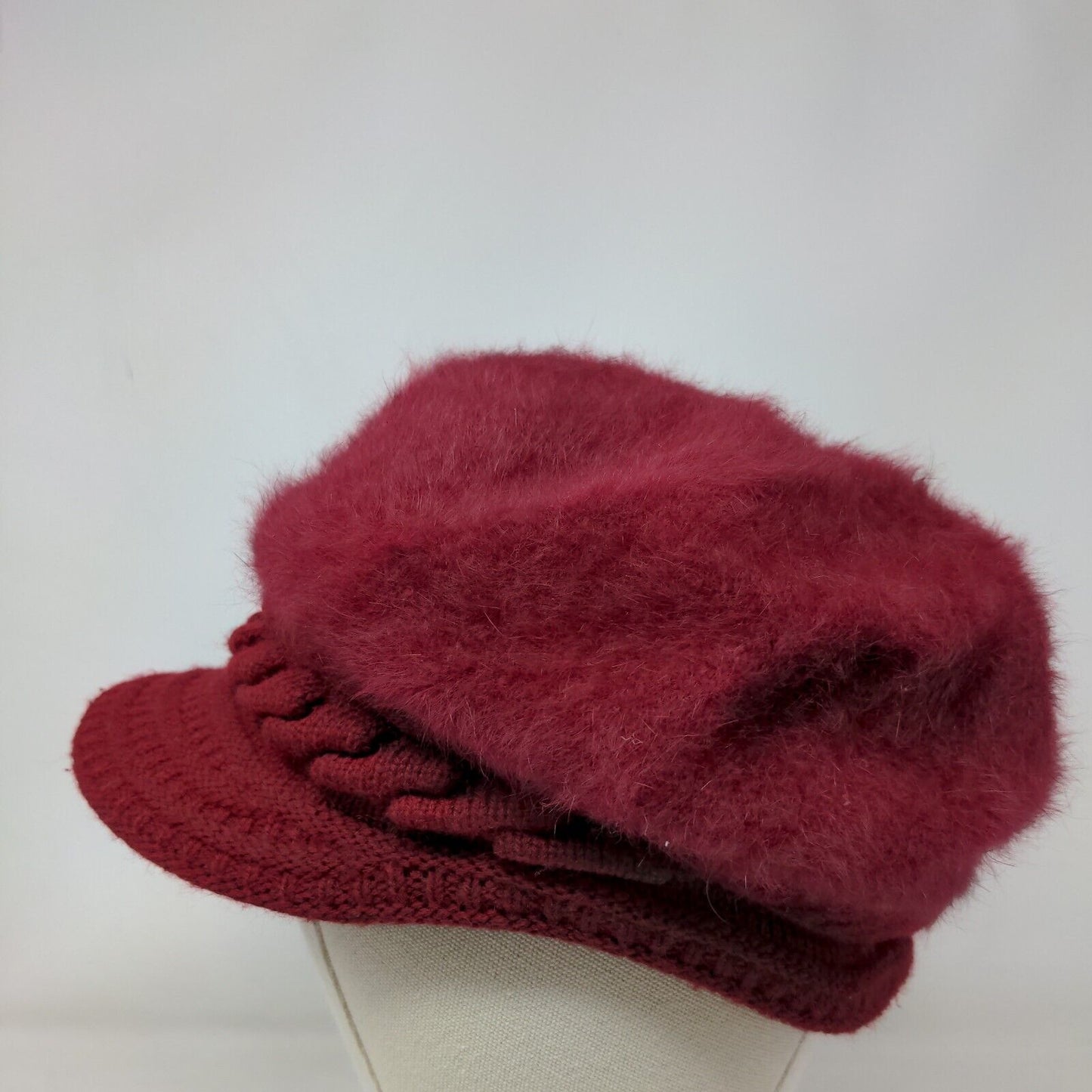 Race Ready Knit Newsboy Beanie Hat Red One Size Blank Fuzzy Polyester