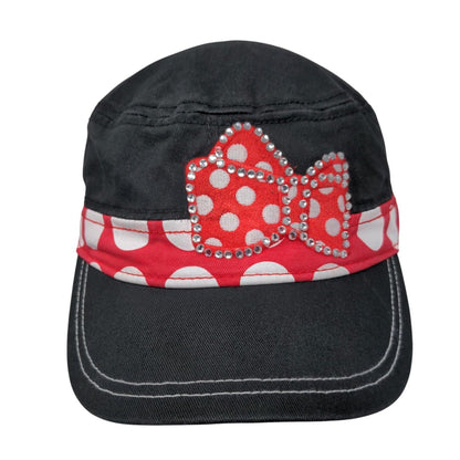 Disney Minnie Mouse Strapback Army Cadet Cap Hat Black OSFA Bling Bow