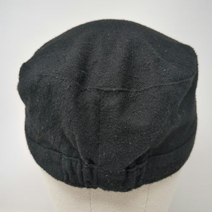 Universal Thread Army Cap Black One Size Wool Blend Elastic Back Cadet Hat Solid