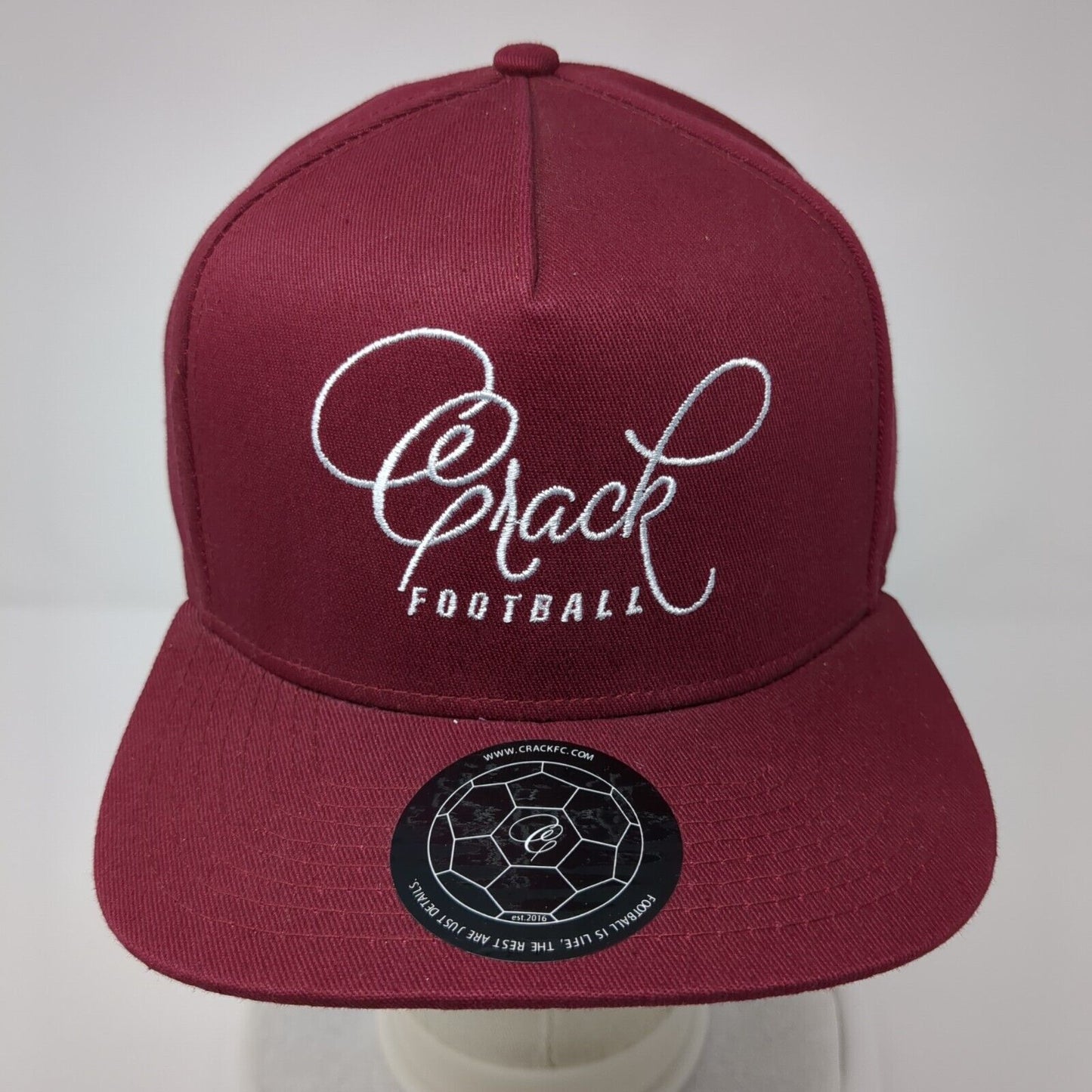 Crack Football Snapback Hat Red OSFA Solid Adjustable Embroidered