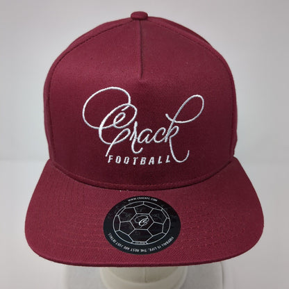 Crack Football Snapback Hat Red OSFA Solid Adjustable Embroidered
