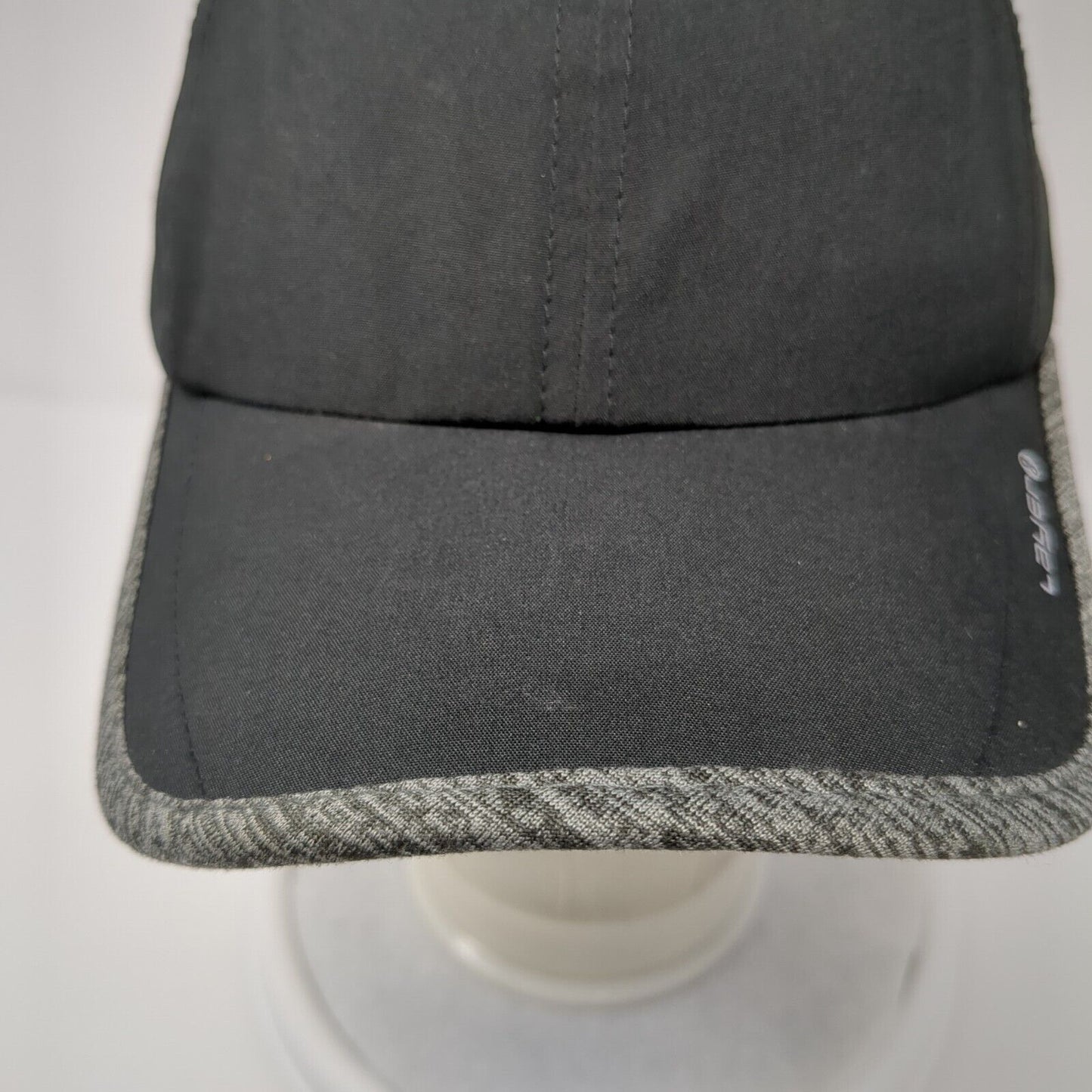 Layer 8 Strapback Hat Black One Size Adjustable Gray Trim Outdoor
