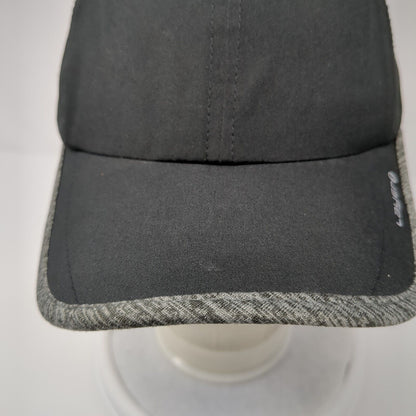 Layer 8 Strapback Hat Black One Size Adjustable Gray Trim Outdoor