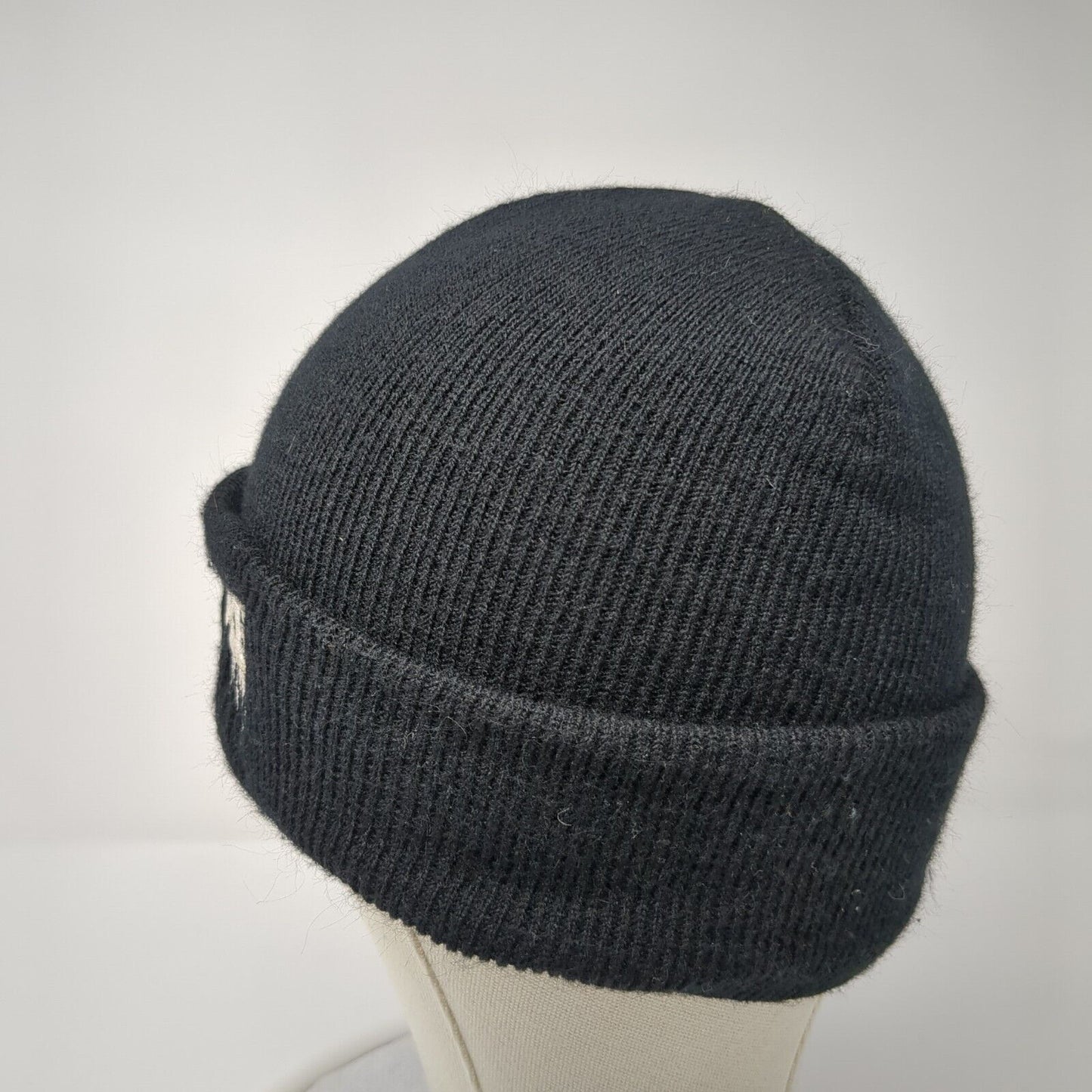 SCFMG Knit Beanie Hat Black One Size Embroidered Solid Outdoor Stretch
