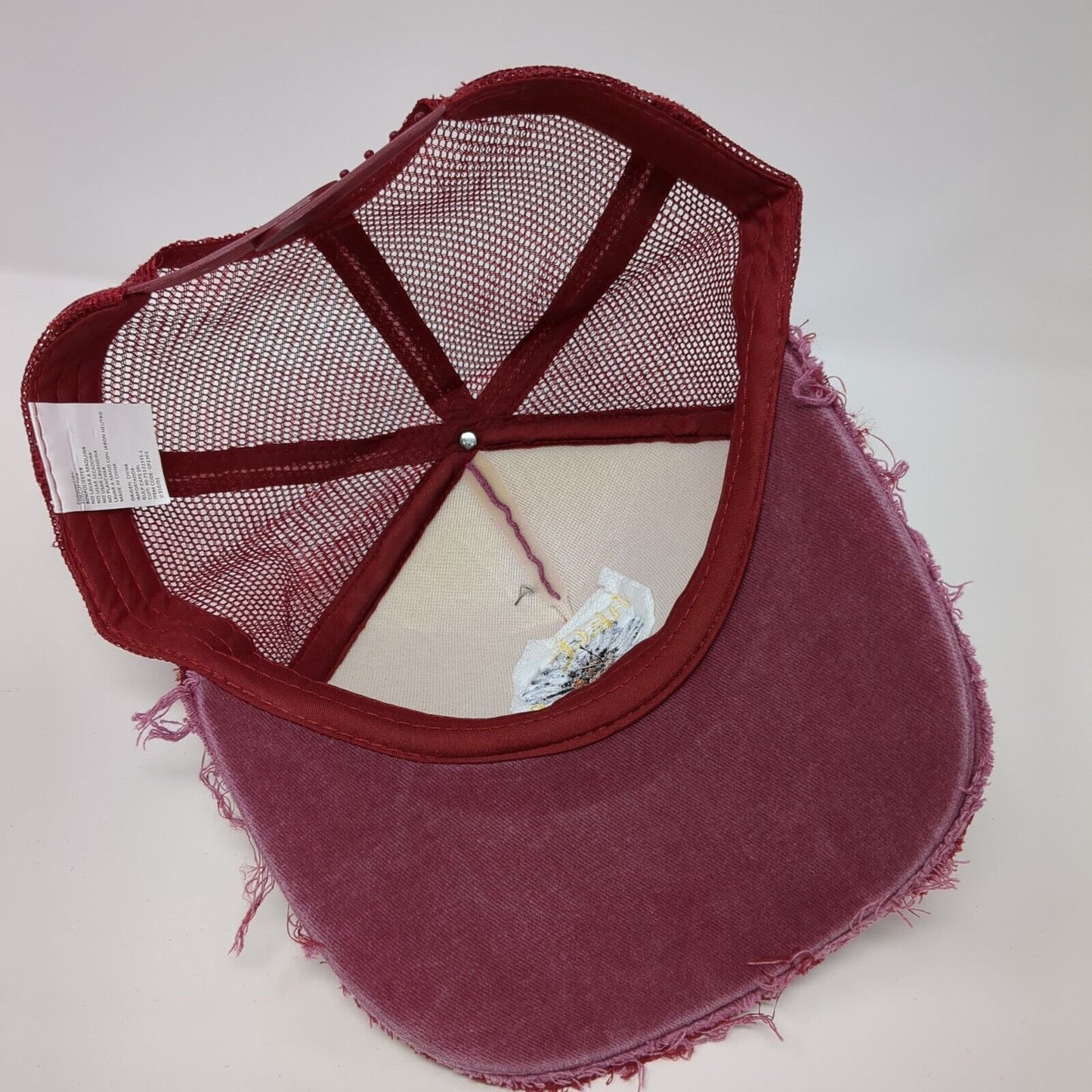 Heck Fora Snapback Trucker Hat Red One Size Adjustable Distressed Mesh Back