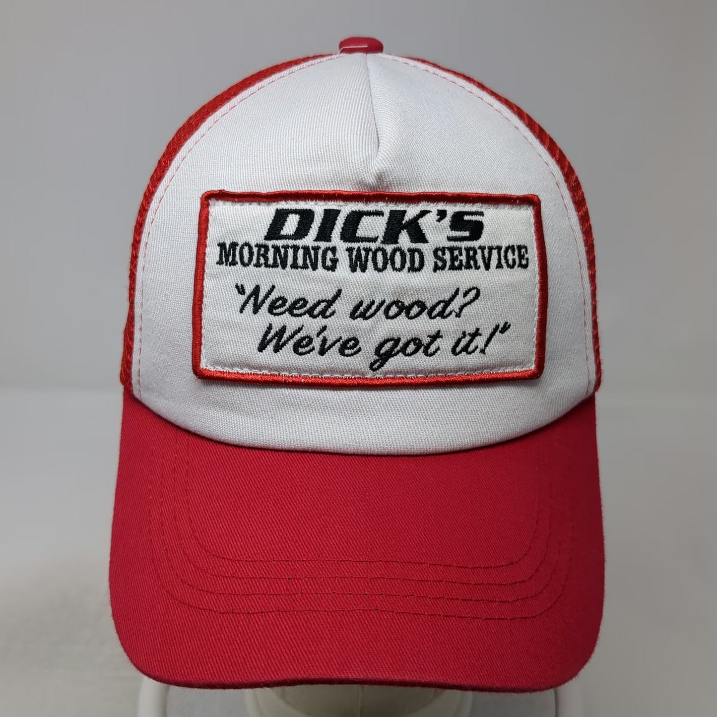 Spirit Trucker Hat Red One Size Dick's Morning Wood Service Joke Patch Mesh Back