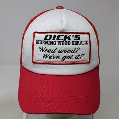 Spirit Trucker Hat Red One Size Dick's Morning Wood Service Joke Patch Mesh Back