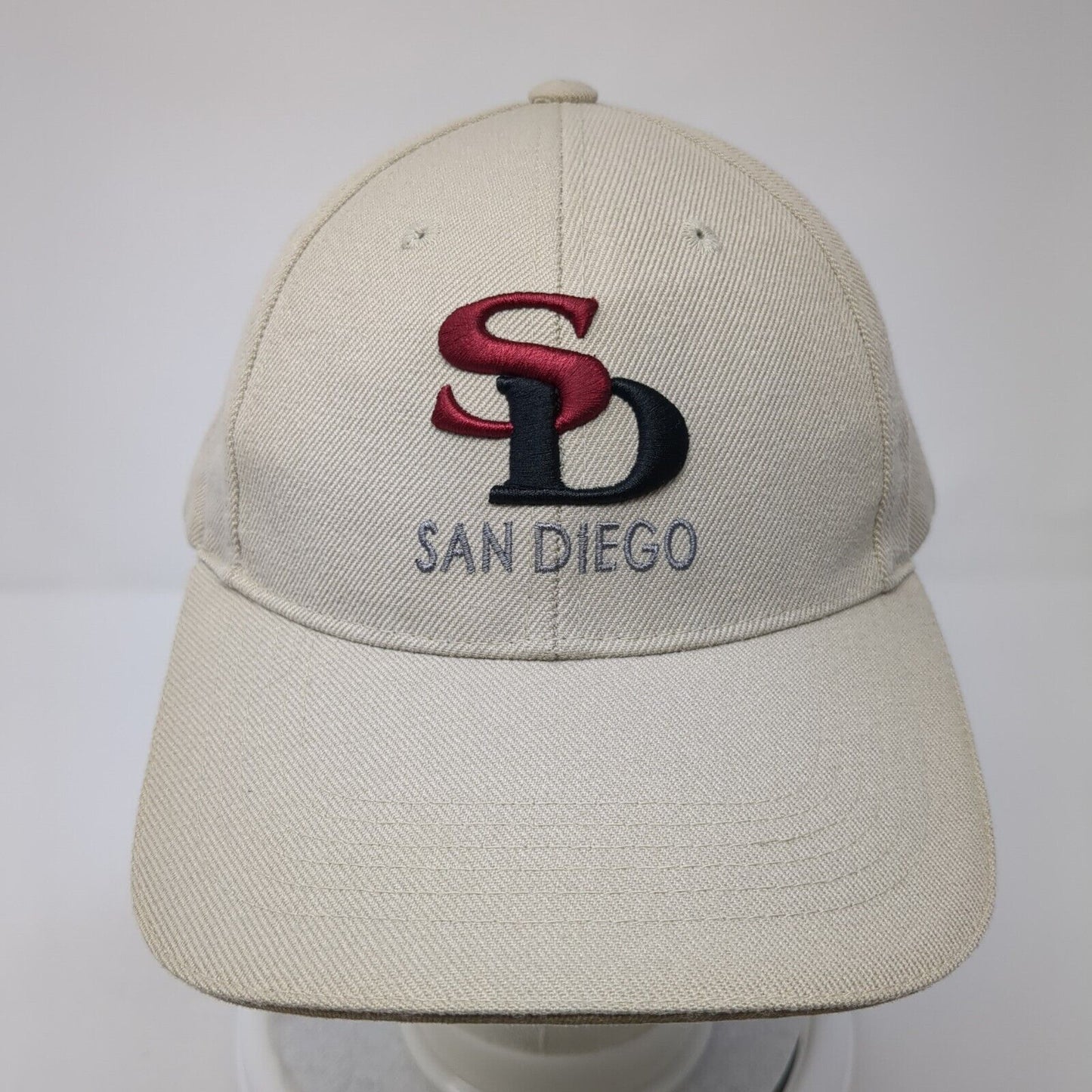 San Diego Strapback Hat Tan One Size Adjustable Embroidered 6 Panel