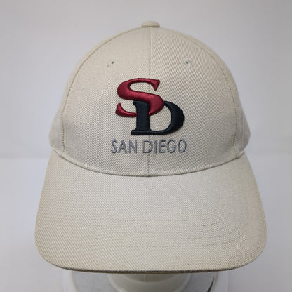 San Diego Strapback Hat Tan One Size Adjustable Embroidered 6 Panel