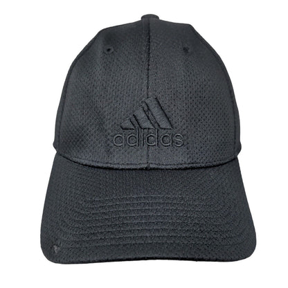 Adidas Climalite Fitted Hat Black L/XL Embroidered 3 Stripes 6 Panel