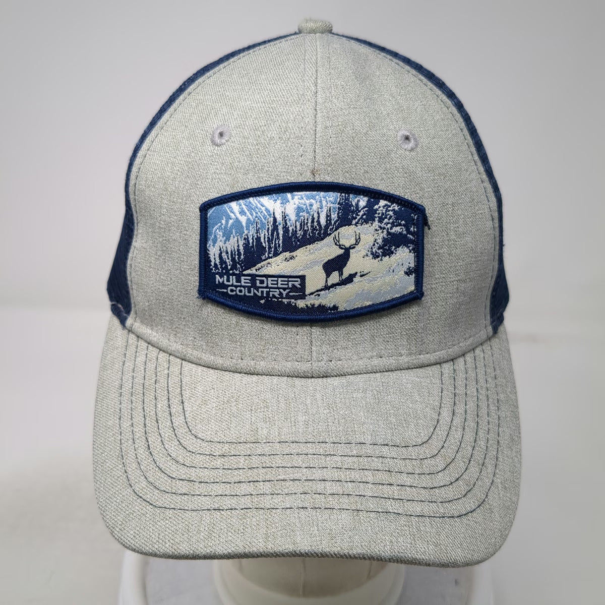 Muley Freak Trucker Hat Gray Blue One Size Mule Deer Country Hunting Patch Hat