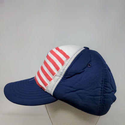 American Flag Snapback Hat Blue One Size Adjustable Colorblock Vent Holes