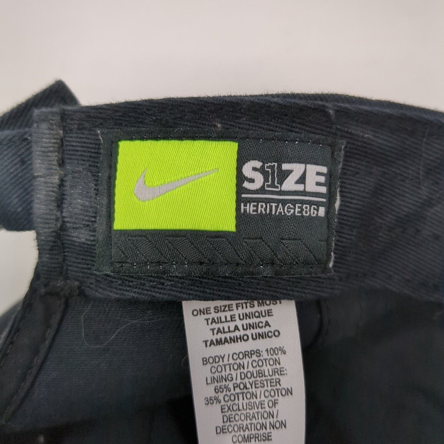 Nike Slideback Hat Black OSFM Adjustable Heritage86 Swoosh 6 Panel