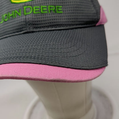 John Deere Baseball Cap Gray Pink One Size Slideback Waffle Texture Logo Hat