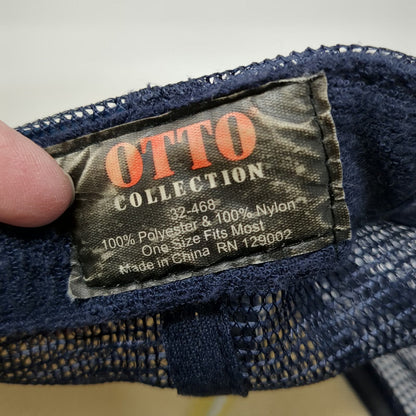 Otto Trucker Hat Blue One Size Western Collective Boise Idaho Mountain Patch