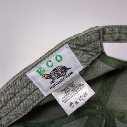 Lion Face Slideback Hat Green One Size Adjustable Embroidered 6 Panel Eco Cotton