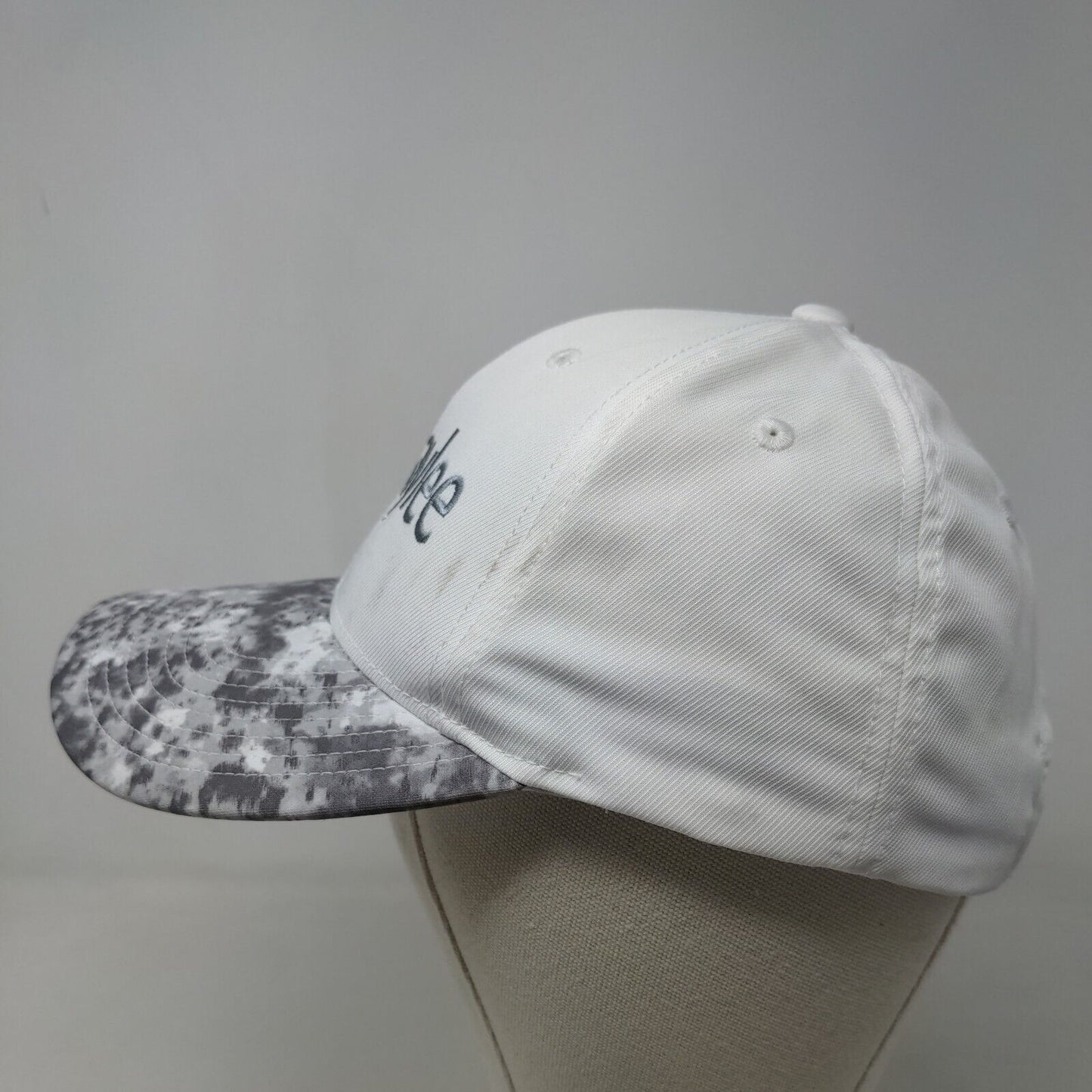 Sport Tek Women's Strapback Hat Gray White Salon Jaylee Embroidered Logo