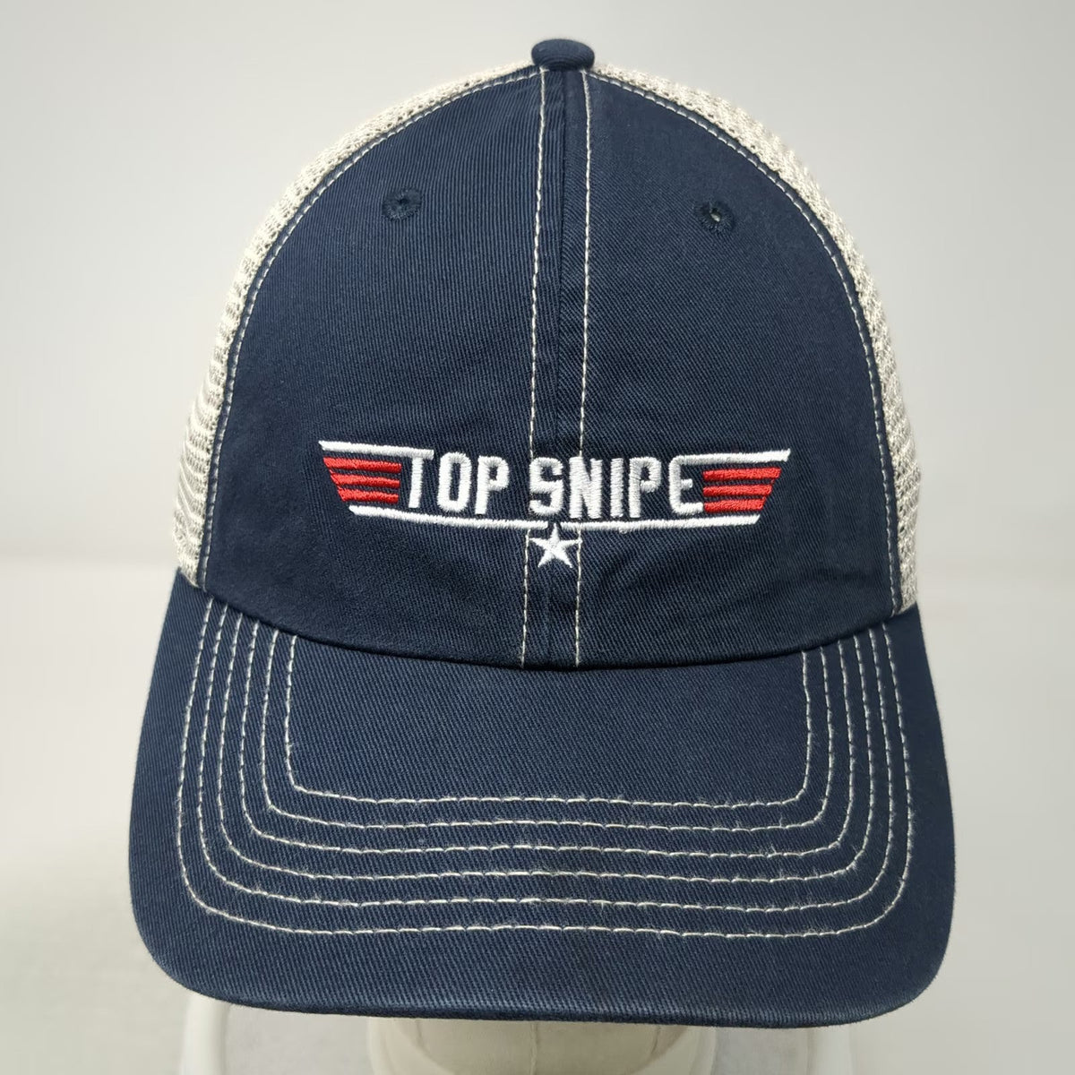 '47 Brand Trucker Hat Blue One Size Snapback Mesh Top Gun Style Parody Logo Hat