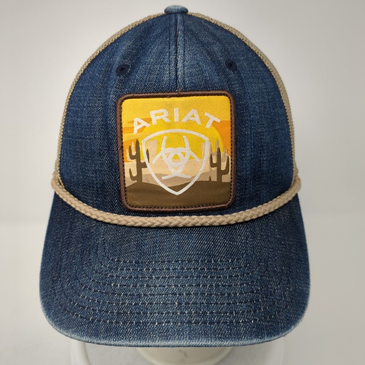 Ariat Patch Snapback Rope Trucker Hat Multi One Size Mesh Back Denim