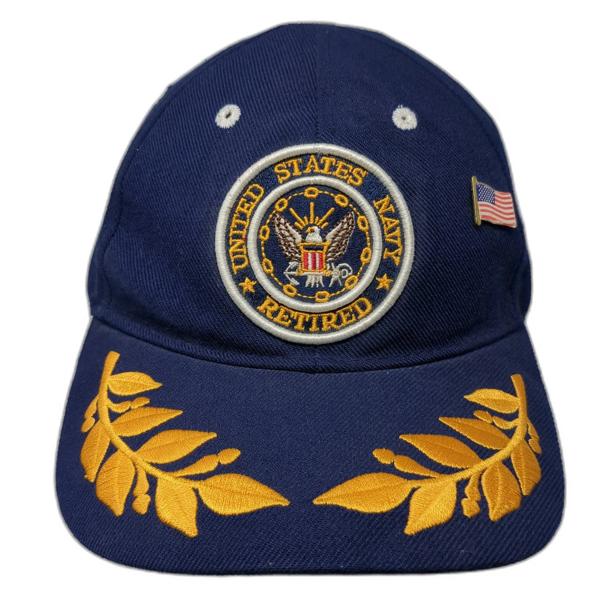 Retired Scrambled Eggs Baseball Cap Blue One Size US Navy Flag Pin Military hat