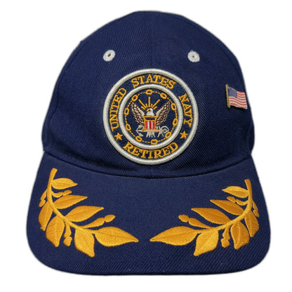Retired Scrambled Eggs Baseball Cap Blue One Size US Navy Flag Pin Military hat