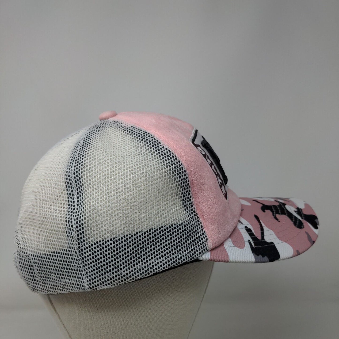 Qatar MH Queue Snapback Mesh Back Trucker Hat Pink One Size Camouflage