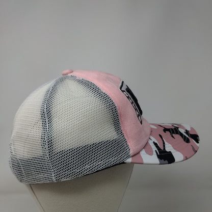 Qatar MH Queue Snapback Mesh Back Trucker Hat Pink One Size Camouflage