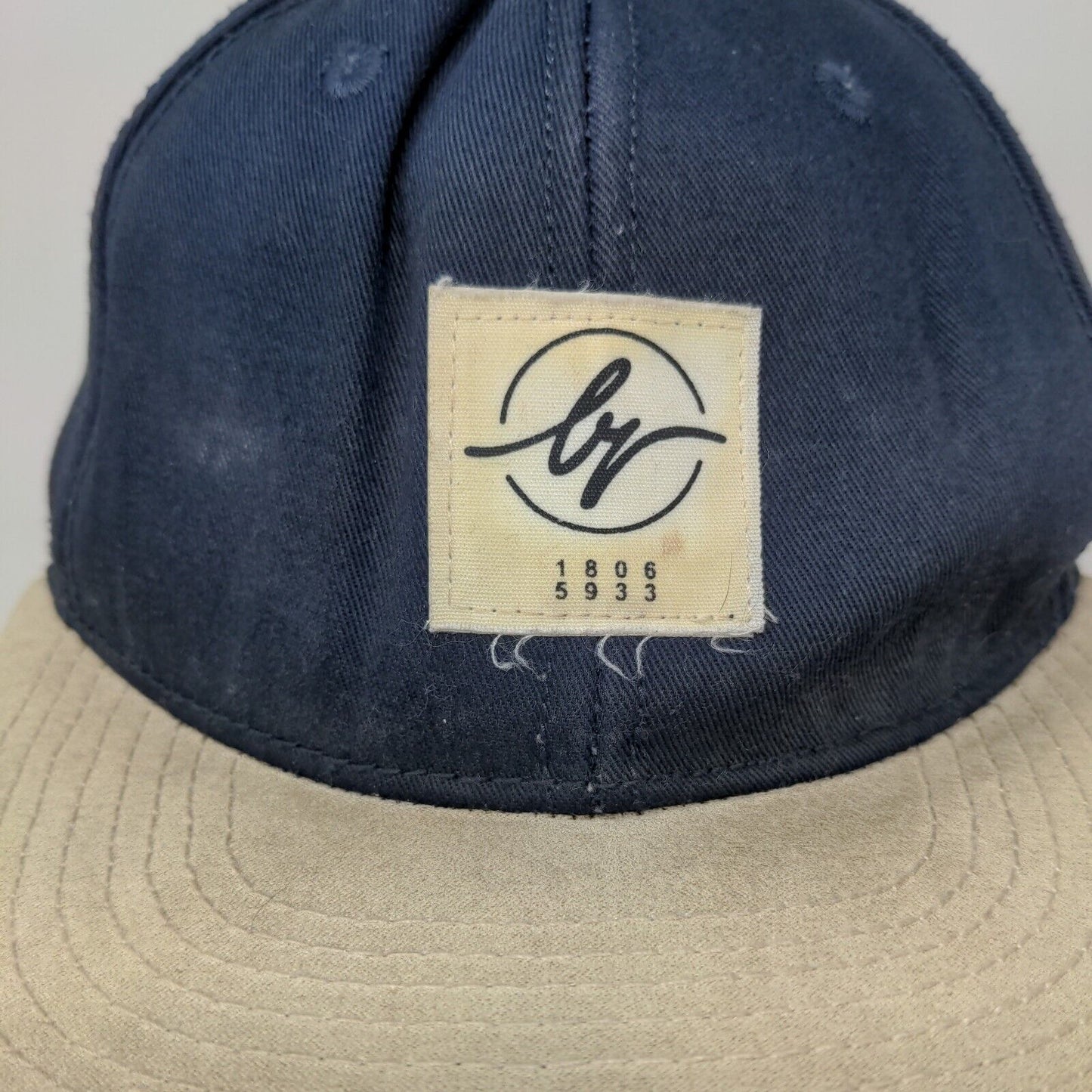 H&M Men's Snapback Hat Blue Beige Size OS Embroidered Logo Adjustable