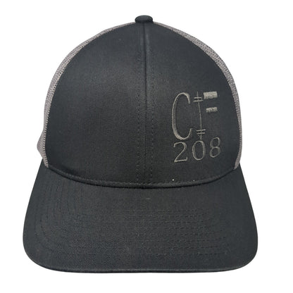 C 208 Snapback Trucker Hat Black One Size Adjustable Embroidered Mesh Back