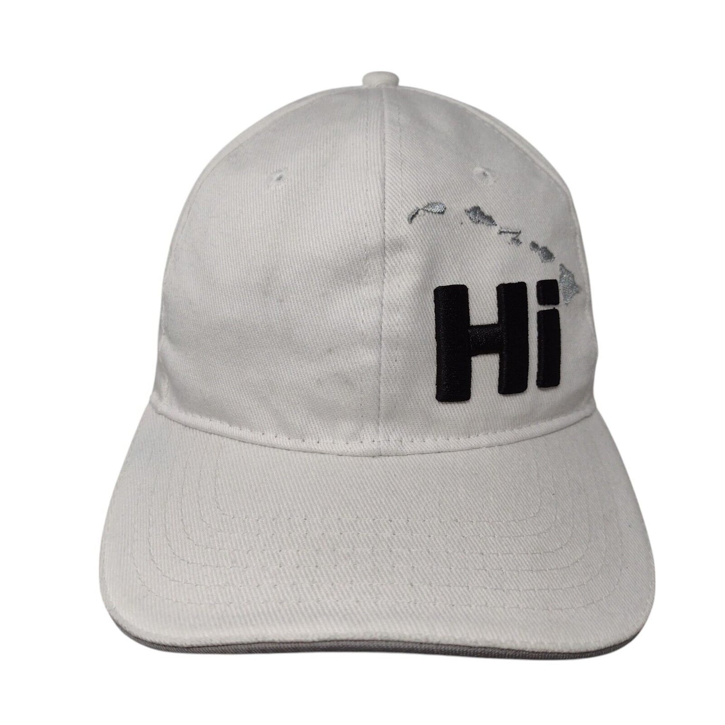 Hi Stretch Fitted Hat White OSFA Embroidered Vented Holes 6 Panel Surfware