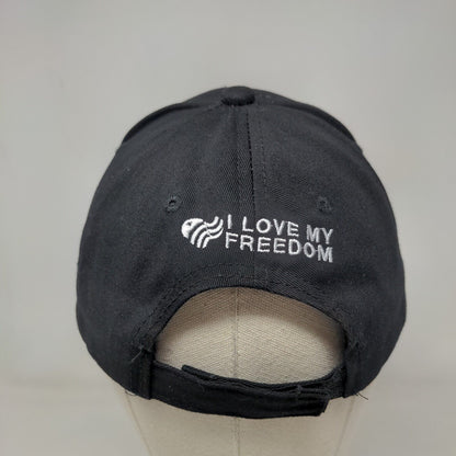 USA Flag Strapback Hat Black One Size Embroidered Love My Freedom Back The Blue
