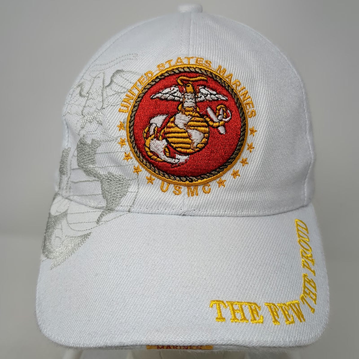 Golden Lion Baseball Cap White One Size USMC Marines EGA Strapback Military Hat