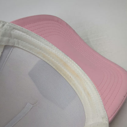 Waggle Chunky Golf 5 Panel White Pink Hat OSFM Laser Cut Floral Patch Snapback