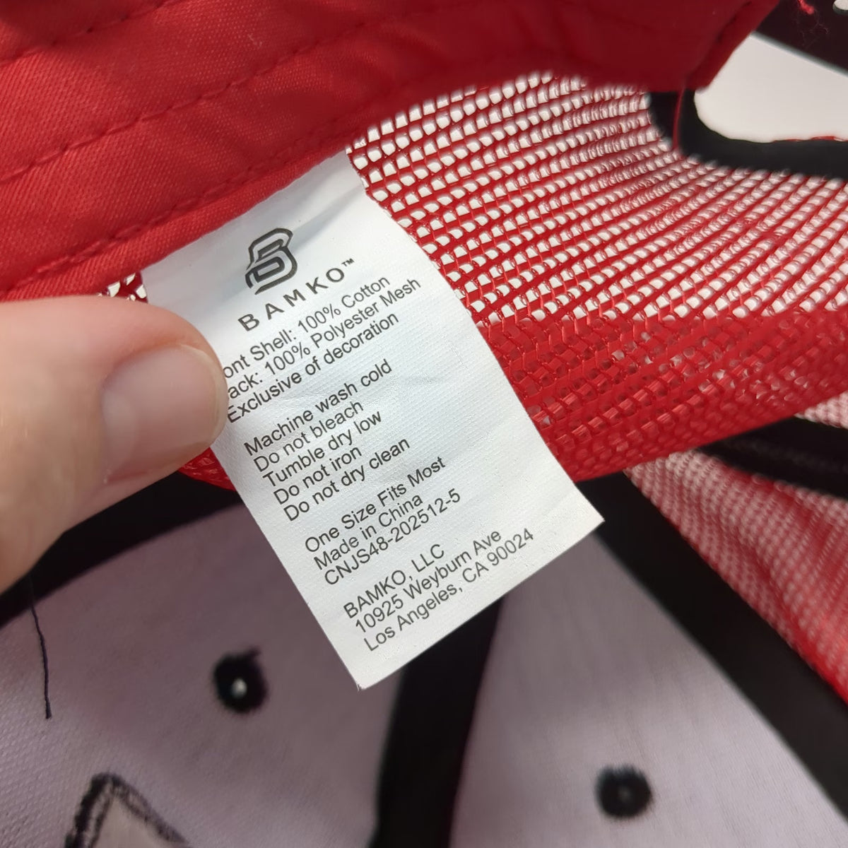 BAMKO Costco Wholesale Baseball Cap Black Red One Size Mesh Back Snapback Hat